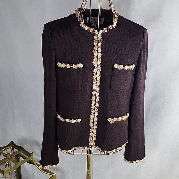 St. John Vintage Chocolate Brown by Sweater Jacket Coat Blazer Old Money - Picture 4 of 16